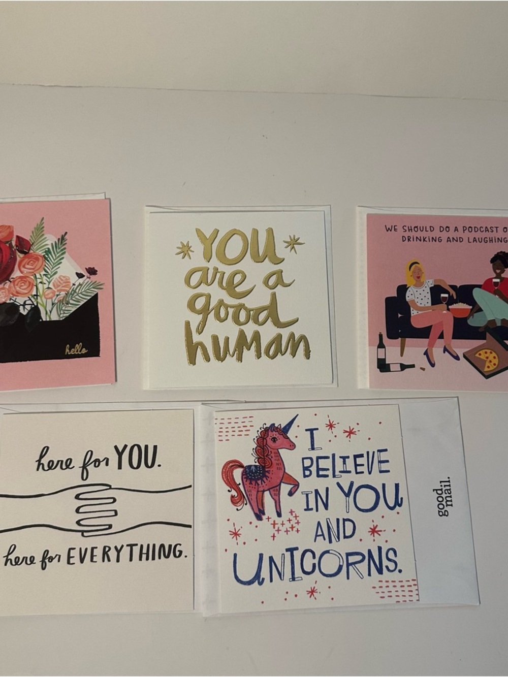 Hallmark Good Mail Lot 5 Just Because Greeting Cards Glitter/Shiny Embellish NEW